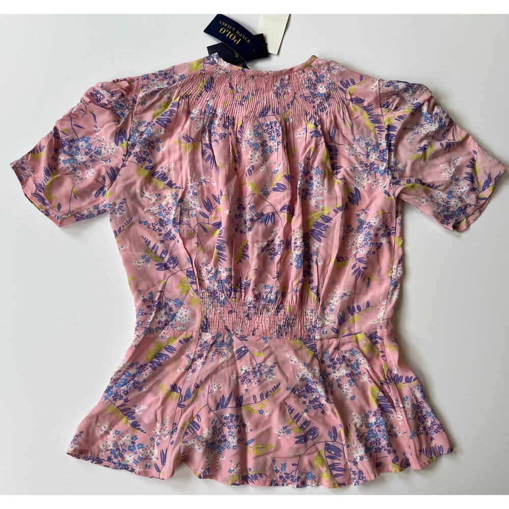 Polo Ralph Lauren Lav Print Pink Floral Top Women's Size 6 New - Picture 2 of 16